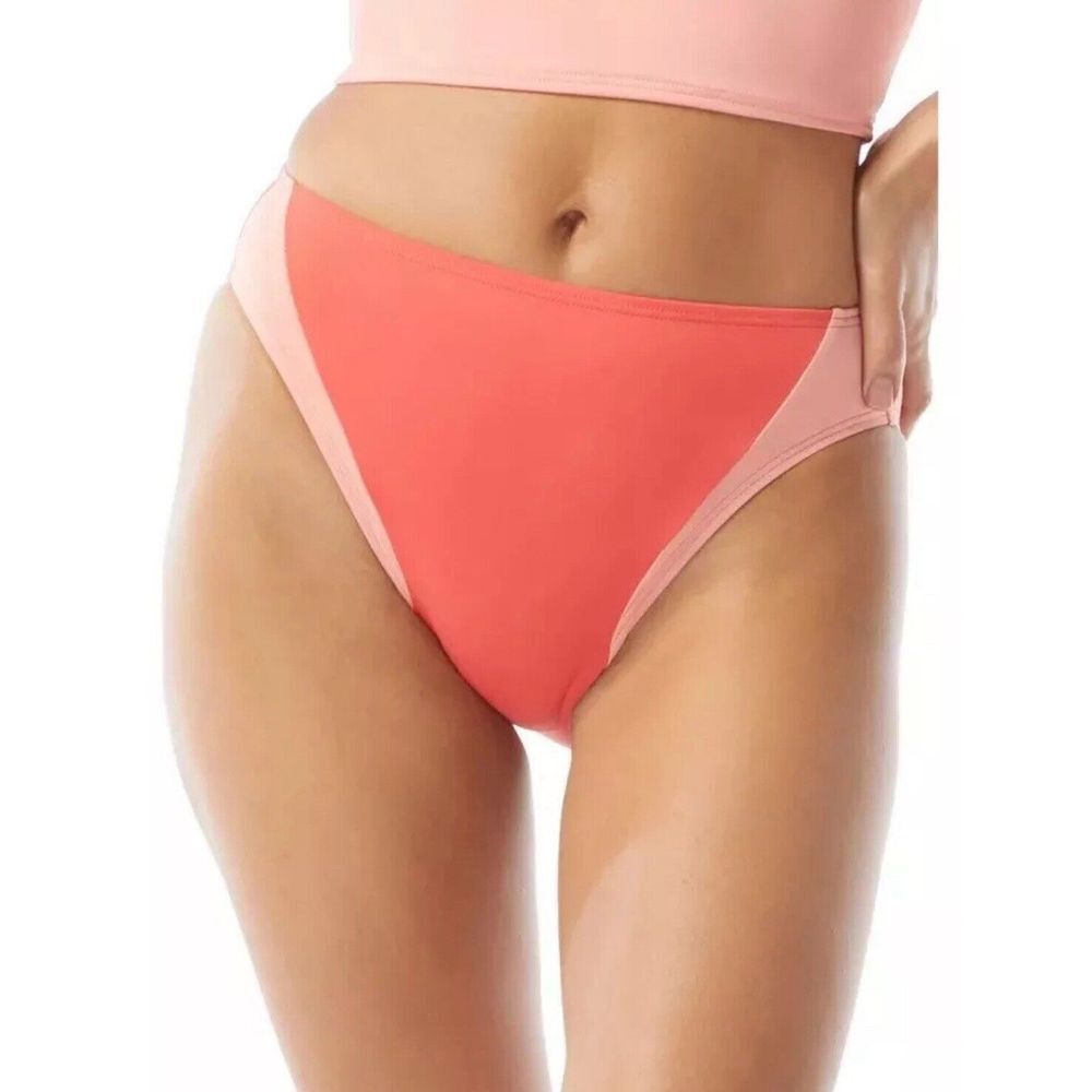 NWT Vince Camuto Swim Bikini Bottoms  Medium Watermelon‎ High-Waist Orange Coral